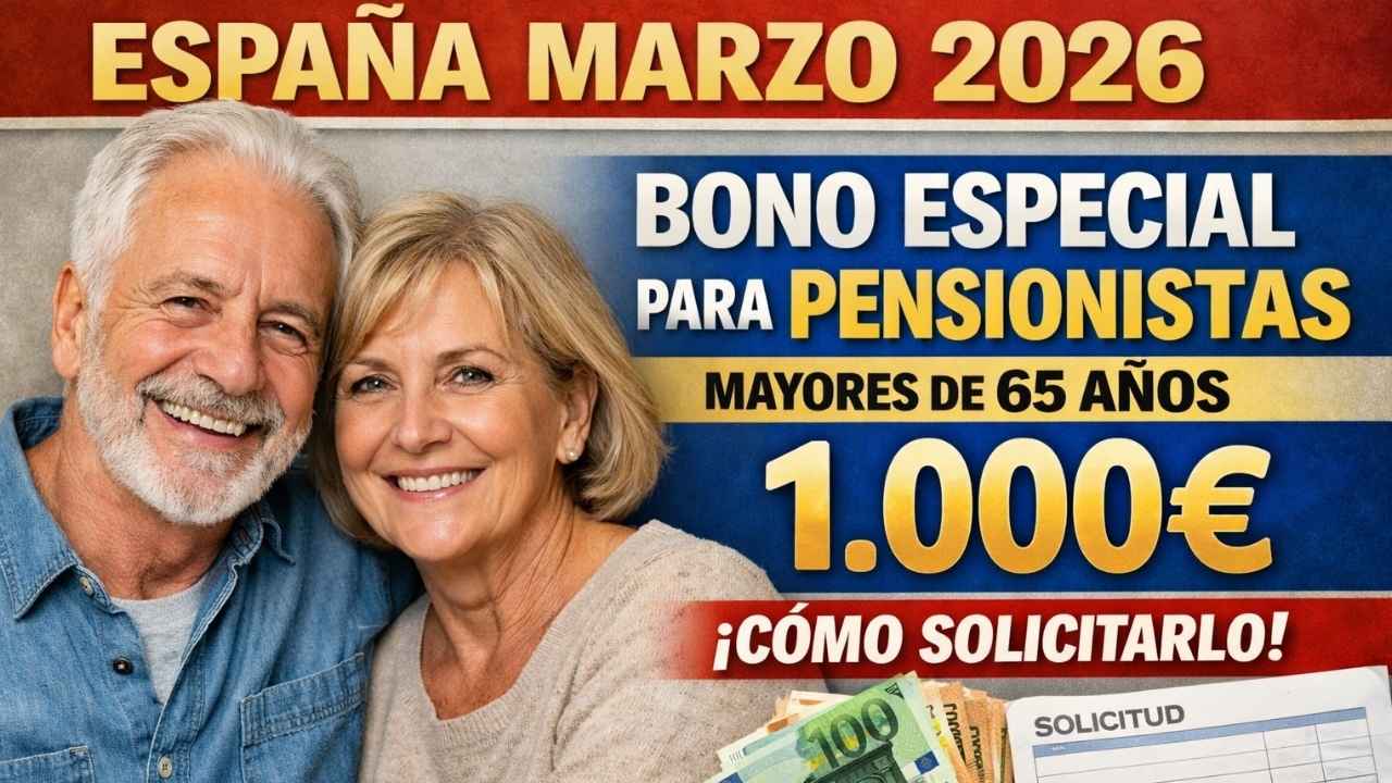 España Marzo 2026: Bono Especial para Pensionistas Mayores de 65 Años, Cuantía de 1.000€ y Cómo Solicitarlo