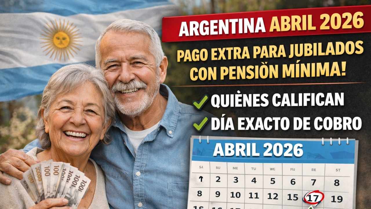 Argentina Abril 2026: Pago Extra para Jubilados con Pensión Mínima, Quiénes Califican y Día Exacto de Cobro
