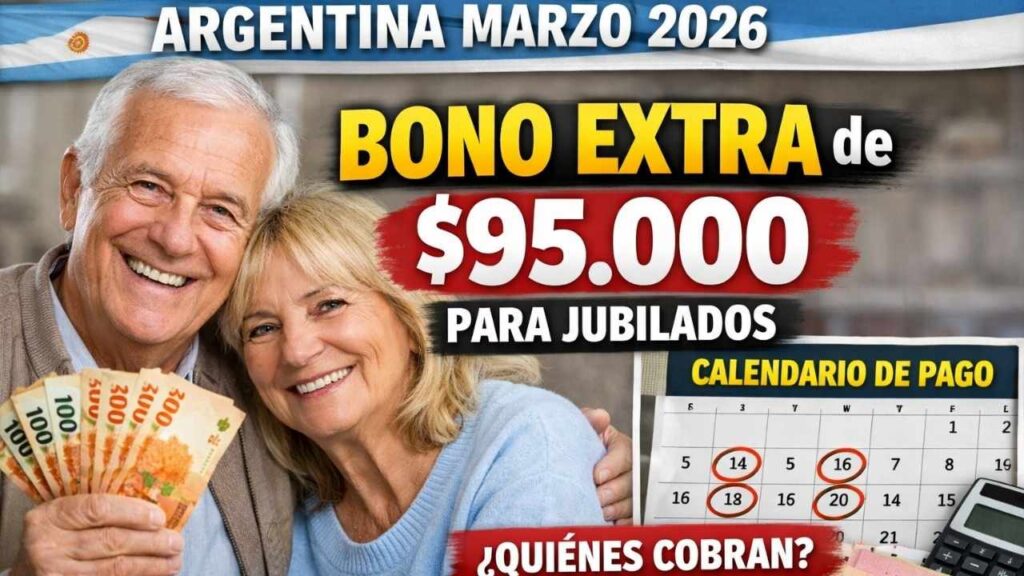 Argentina Marzo 2026: Bono Extra de $95.000 para Jubilados, Quiénes Cobran y Calendario Oficial de Pago